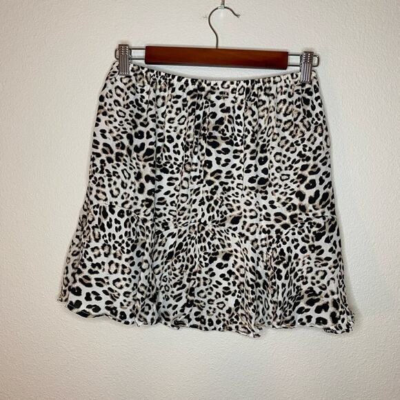 Francesca’s Trixxi Ruffle Leopard Print Mini Skirt Elastic Waist NWT Size Small - Picture 3 of 3